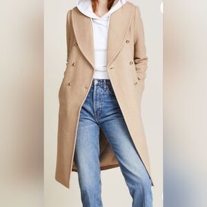 Club Monaco Cahndisse Double Breasted Wool Coat w/Oversized Collar Size Large